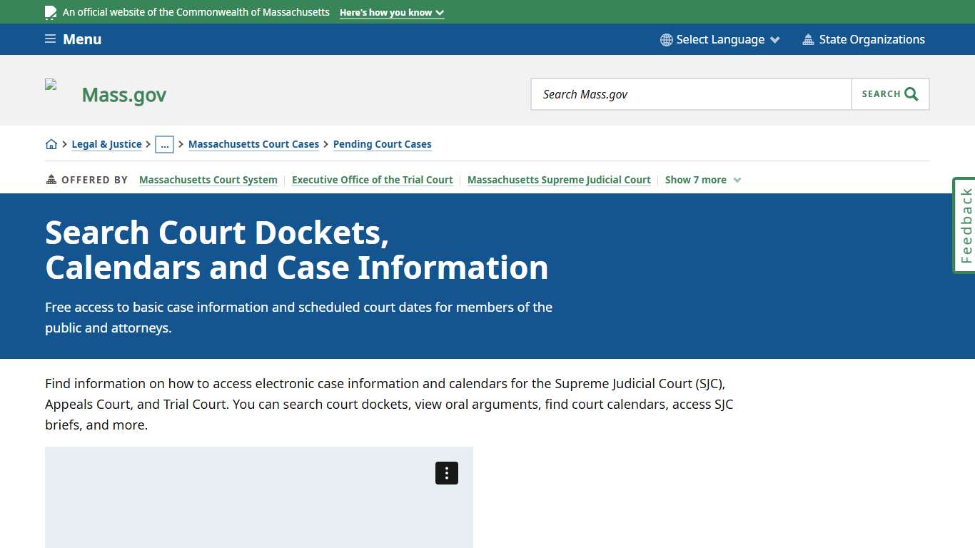 Search Court Dockets, Calendars and Case Information | Mass.gov
