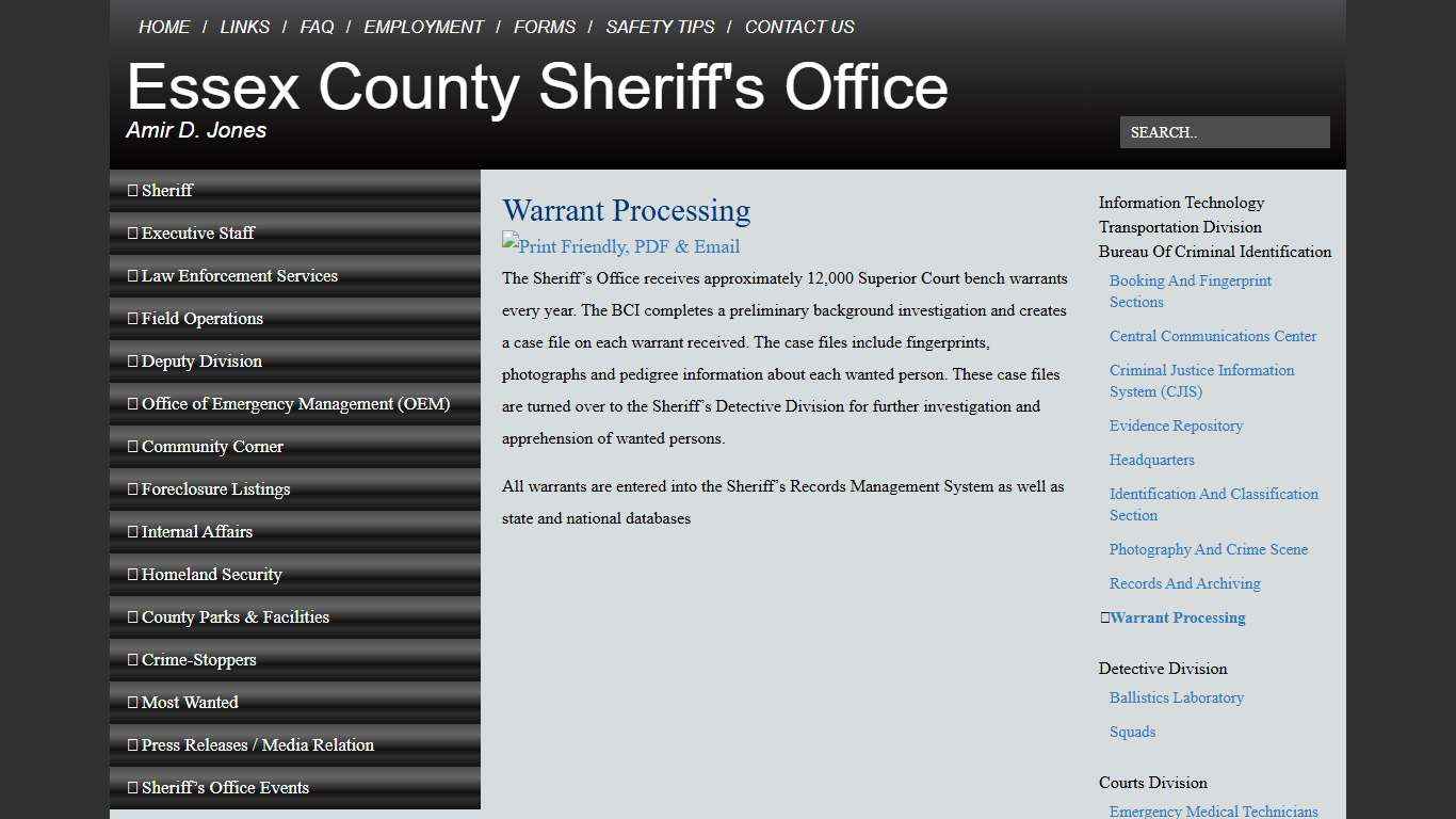 Warrant Processing - Essex County Sheriff's Office