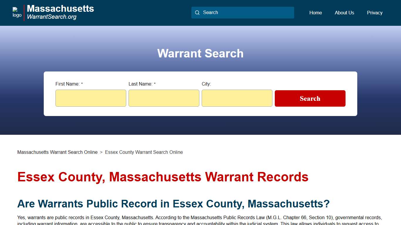 Essex County, Massachusetts Warrant Search | MassachusettsWarrantSearch.org